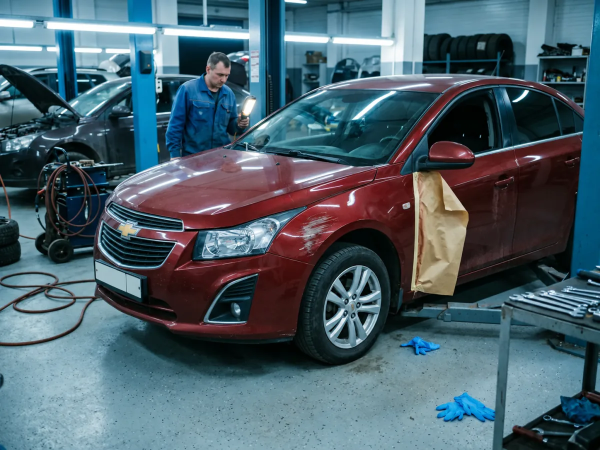 До ремонта — Chevrolet Cruze — локальная покраска переднего крыла