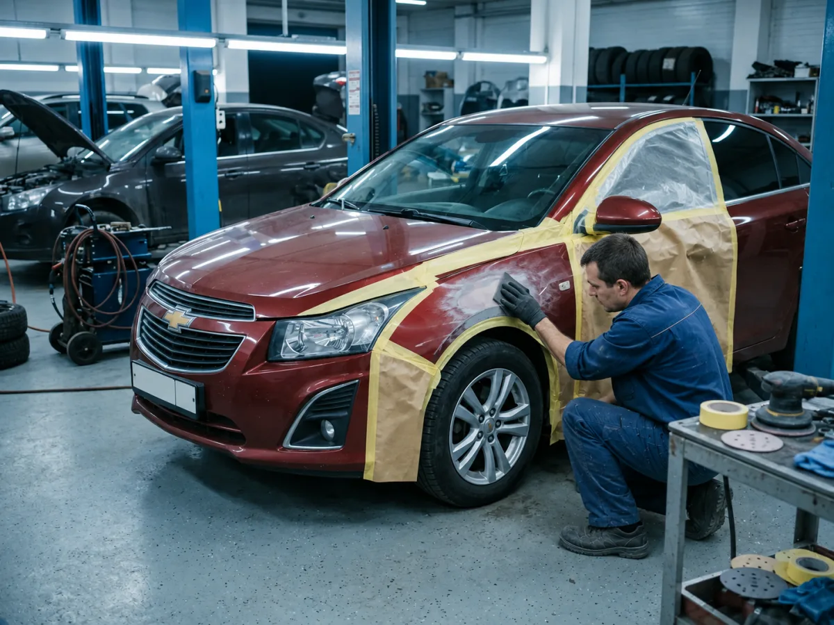 В процессе — Chevrolet Cruze — локальная покраска переднего крыла