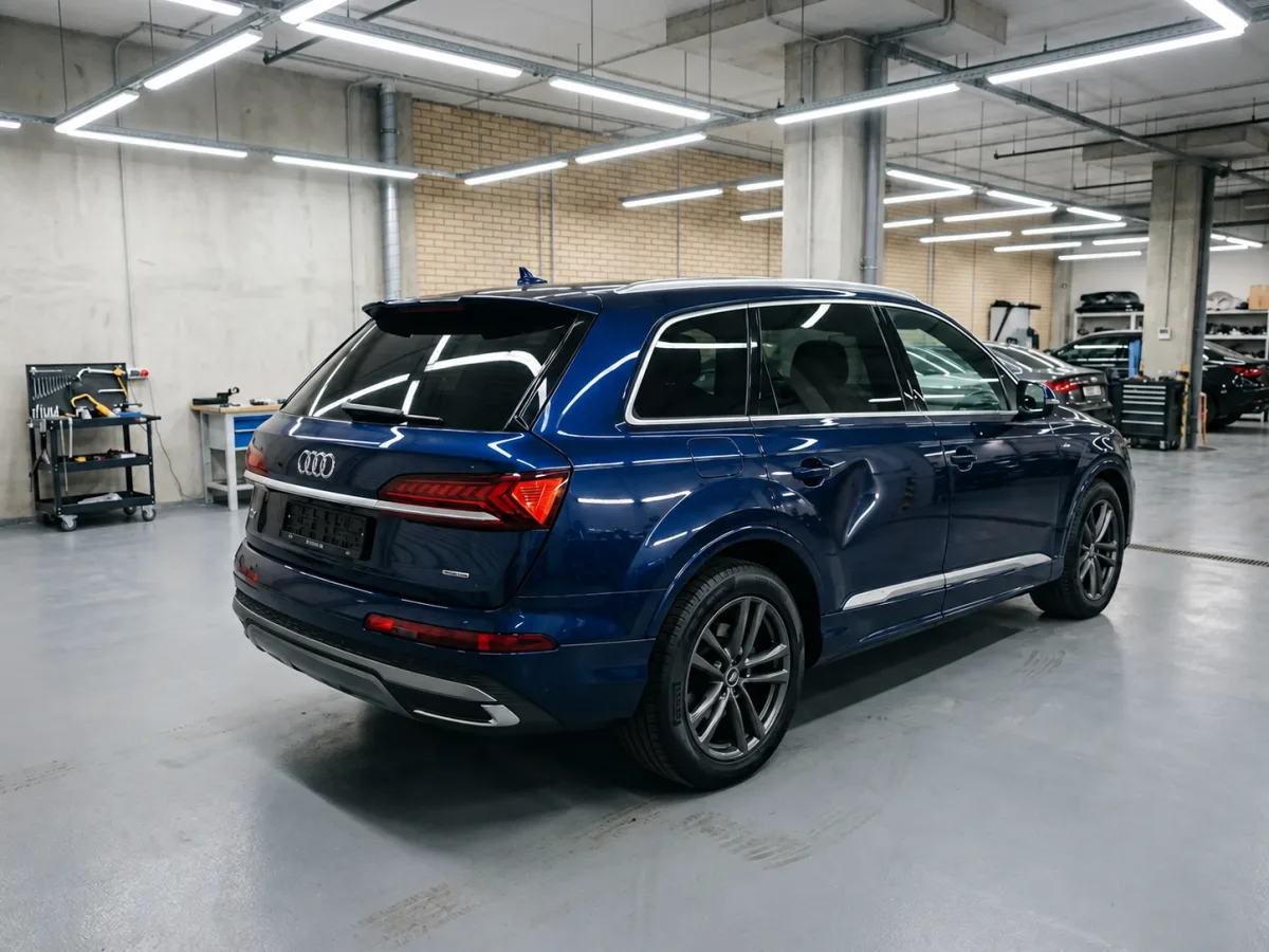 До ремонта — Audi Q7 — вмятина на задней двери без покраски