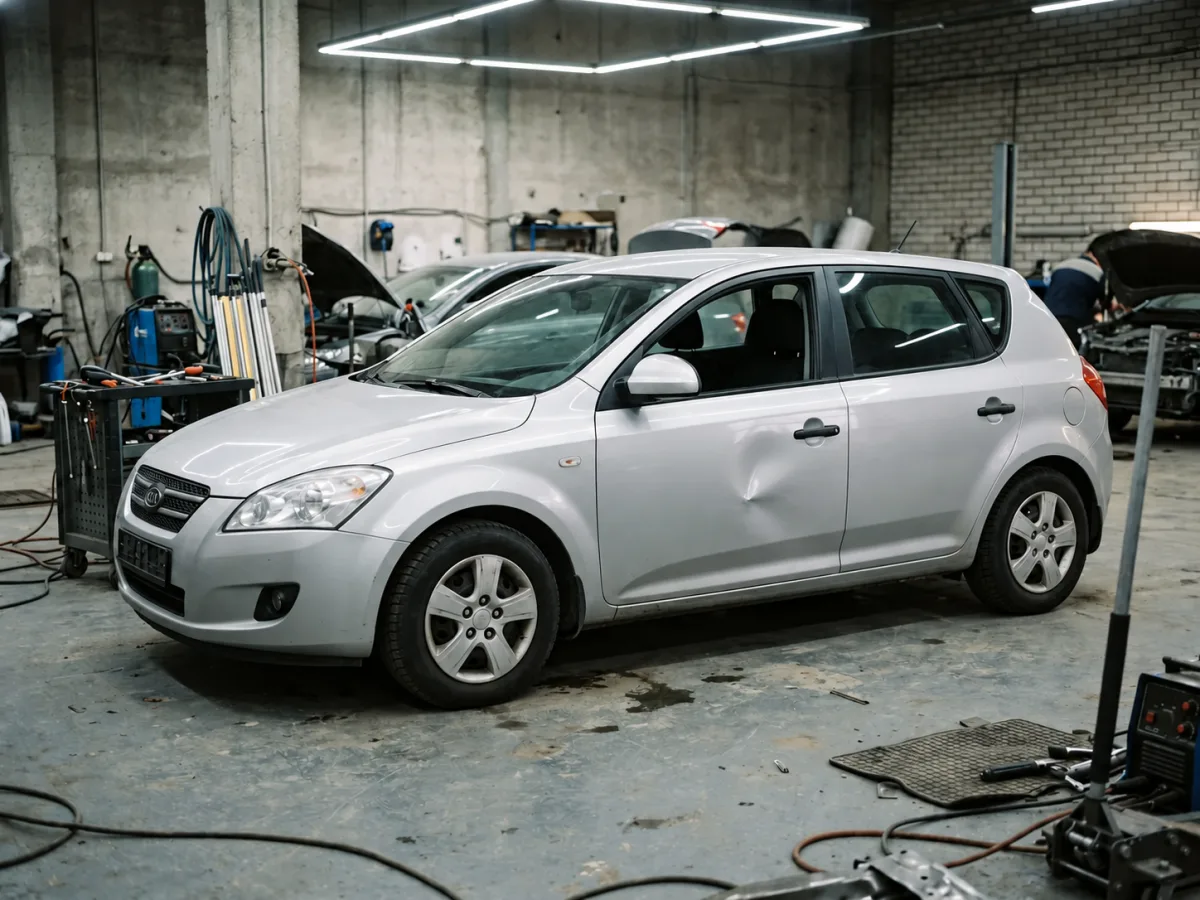 До ремонта — Kia Ceed — вмятина на двери без покраски