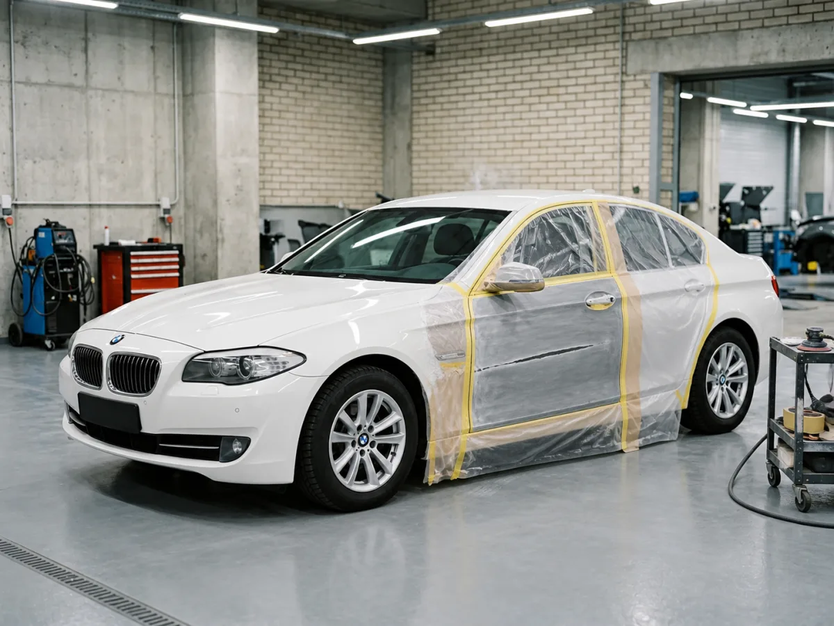 В процессе — BMW 5 серии — покраска водительской двери