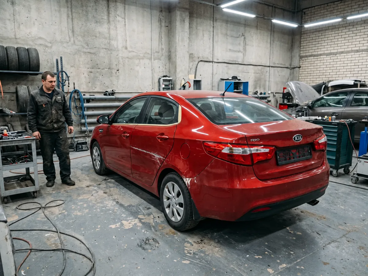 До ремонта — Kia Rio — покраска задней двери