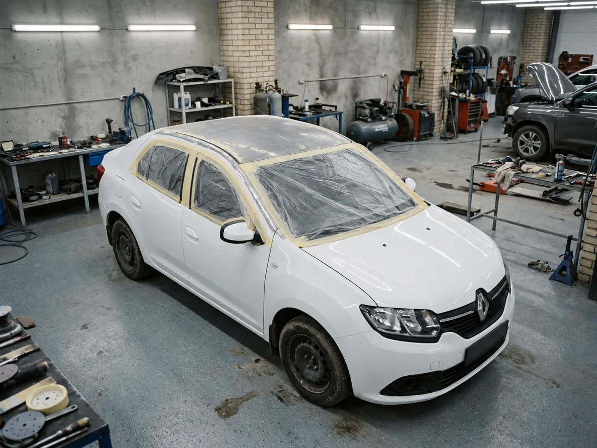 В процессе — Renault Logan — покраска крыши