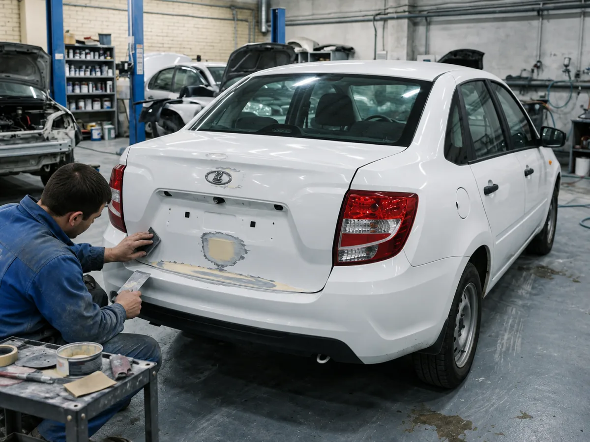 В процессе — Lada Granta — покраска крышки багажника