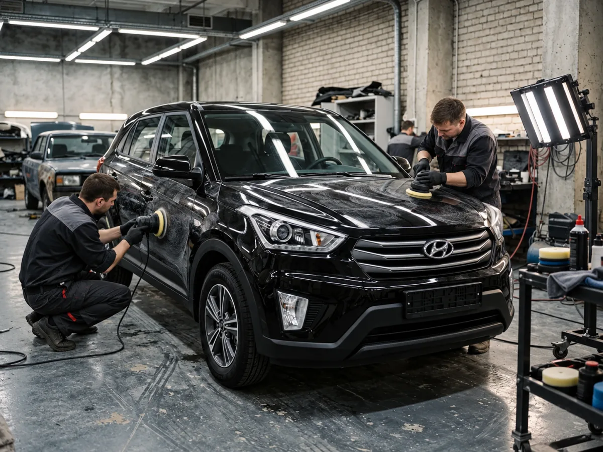В процессе — Hyundai Creta — полировка кузова от царапин