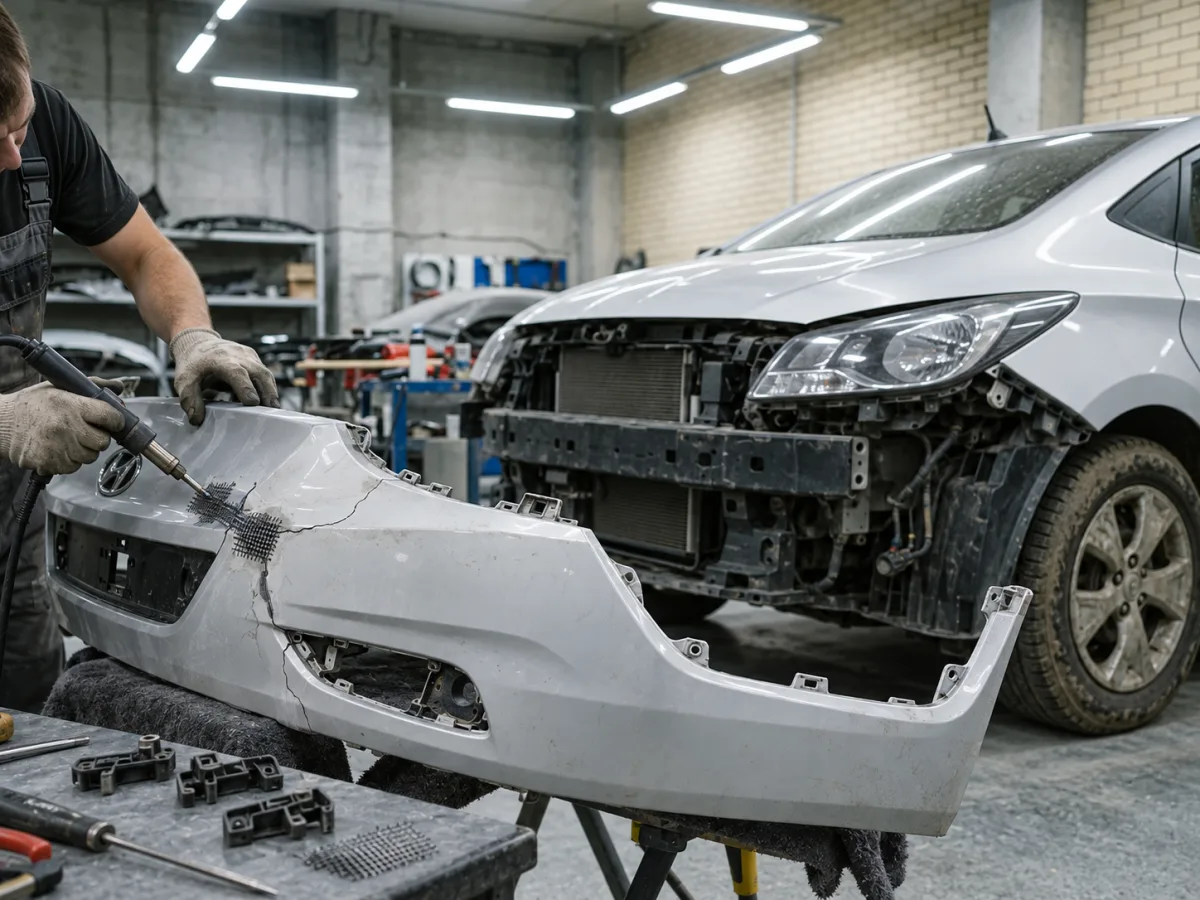 В процессе — Hyundai Solaris — пайка бампера