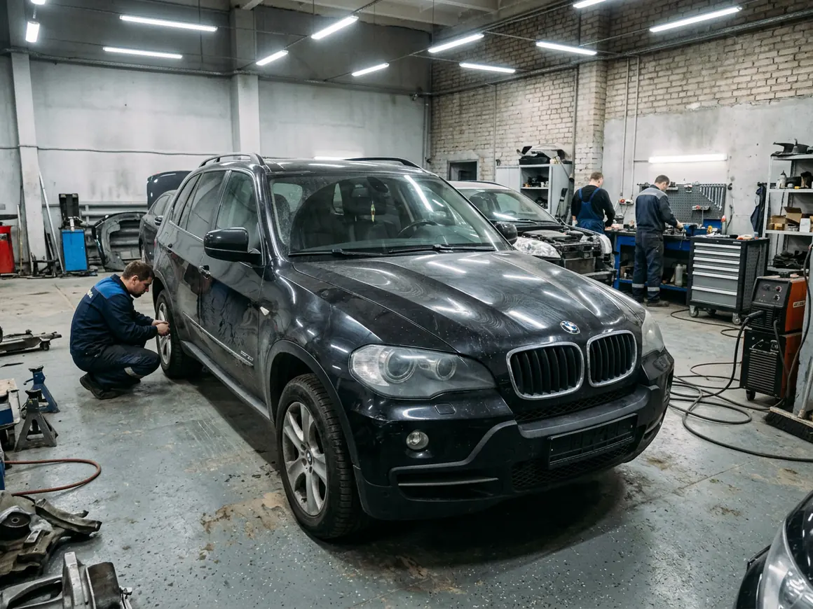 Полировка кузова — до ремонта. BMW X5 — паутинка от моек